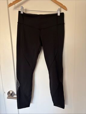 Lululemon Black Mesh-Panel Cropped Leggings